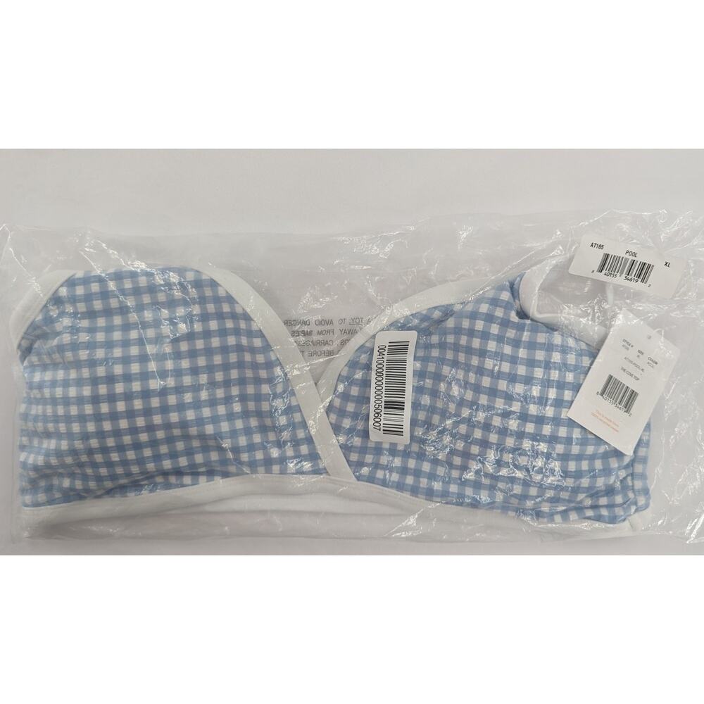 Andie Swim Blue Check Bikini Top The Cove Size XL - Picture 3 of 6
